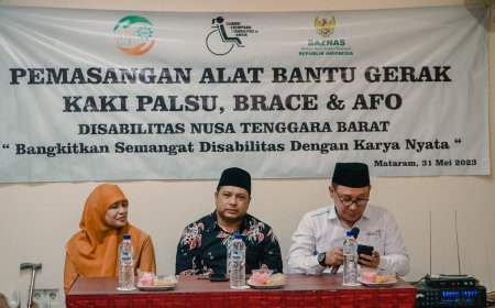 Kolaborasi  NTB Care, APDL dan BAZNAS RI Berikan Alat Bantu Gerak Kaki Palsu Kepada Disabilitas