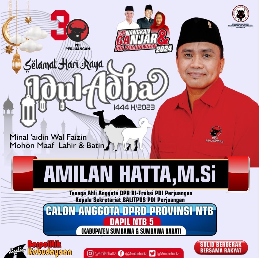 Amilan Hatta Sekeluarga mengucapkan Selamat Hari Raya Iedul Adha 1444 H