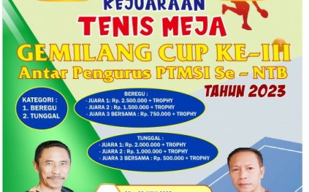 PTMSI Sumbawa Akan Gelar Kejuaraan Tenis Meja Gemilang CUP III  2023