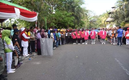 Meriahkan HUT RI, Wakil Bupati Sumbawa Lepas Peserta Gerak Jalan Putri