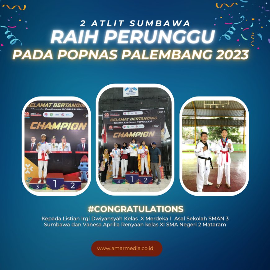 2 Atlit Taekwondo Asal Sumbawa Raih Medali di POPNAS Palembang