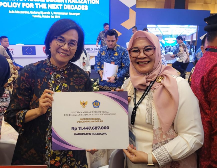 Berhasil Atasi Inflasi, Pemda Sumbawa Terima  Rp 11,4 Milyar Insentif Fiskal Kinerja Tahun Berjalan Tahun Anggaran 2023