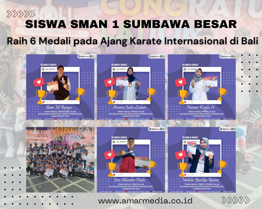 Siswa SMAN 1 Sumbawa Besar Raih 6 Medali pada Ajang Karate Internasional di Bali