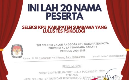 Ini lah 20 Nama Peserta Seleksi KPU  Kabupaten Sumbawa yang lulus Tes Psikologi
