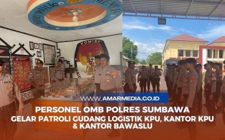 Personel OMB Polres Sumbawa Gelar Patroli Gudang Logistik KPU, Kantor KPU & Kantor Bawaslu