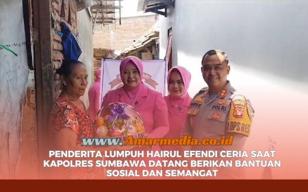 Penderita Lumpuh Hairul Efendi Ceria Saat Kapolres Sumbawa datang Berikan Bantuan Sosial dan Semangat