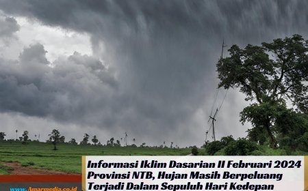 Informasi Iklim Dasarian II Februari 2024 Provinsi NTB, Hujan Masih Berpeluang Terjadi Dalam Sepuluh Hari Kedepan