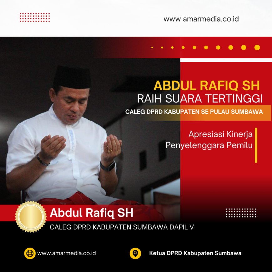 Abdul Rafiq SH  Raih Suara Tertinggi Caleg DPRD Kabupaten se Pulau Sumbawa, Apresiasi Kinerja Penyelenggara Pemilu