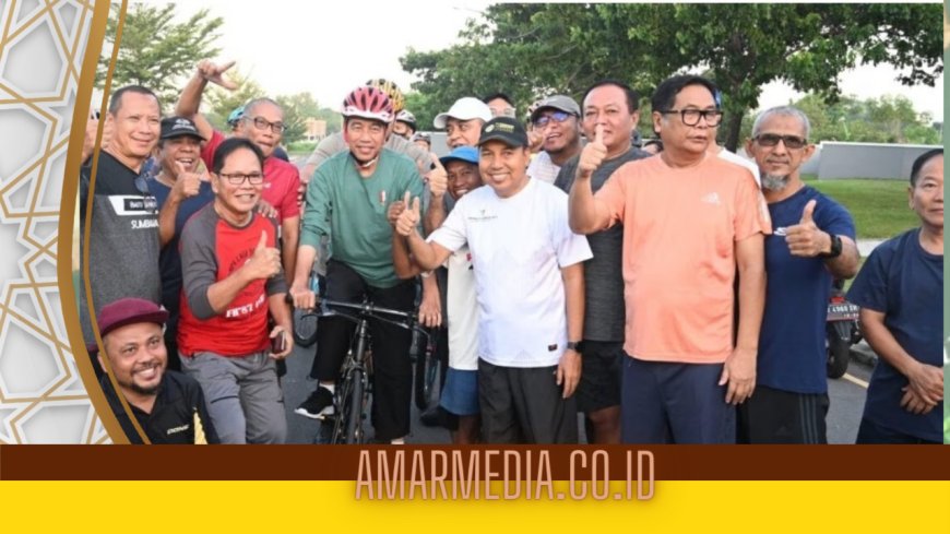 Pagi di Mataram, Presiden Jokowi Gowes Sepeda Bambu