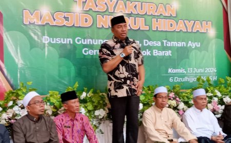 Tasyakuran Masjid Nurul Hidayah, Gunung Malang, Ibnu Salim Apresiasi Semangat Membangun Masyarakat Lombok Barat
