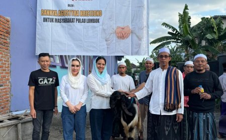 Terus Wujudkan Kepedulian ke Masyarakat Lombok, Rannya dan HBK Peduli Serahkan Hewan Kurban