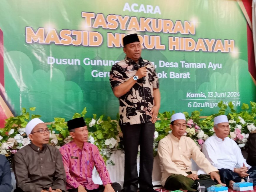 Tasyakuran Masjid Nurul Hidayah, Gunung Malang, Ibnu Salim Apresiasi Semangat Membangun Masyarakat Lombok Barat