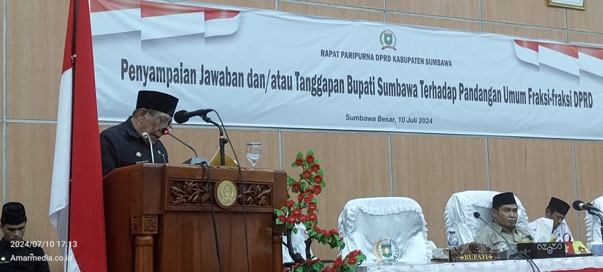 Jawaban Bupati Sumbawa terhadap Pandangan Umum Fraksi Partai Gerindra  atas Raperda Pertanggungjawaban Pelaksanaan APBD Tahun Anggaran 2023