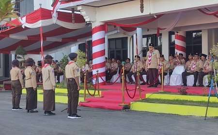 Upacara Hari Pramuka Ke 63  Di Sumbawa Berlangsung Meriah. Usung Tema Pramuka Berjiwa Pancasila Menjaga NKRI