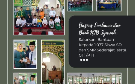 Baznas Sumbawa dan Bank NTB Syariah Salurkan  Bantuan Kepada 1.077 Siswa SD dan SMP Sederajat  serta GTT/PTT