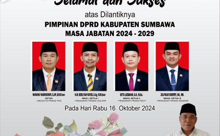 Sekretaris DPRD Kabupaten Sumbawa Mengucapkan Selamat dan Sukses Atas Pelantikan Pimpinan DPRD Kabupaten Sumbawa