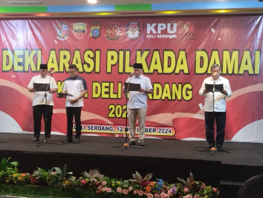 Deklarasi pemilu Damai 3 Calon Bupati Deli Serdang Sepakat Menjaga Jalannya Pilkada Serentak Secara Aman Dan Damai