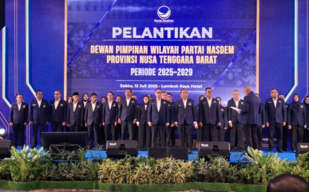 Mori Hanafi Resmi Pimpin Nasdem NTB, Gubernur Iqbal Ajak Partai Politik Berangkulan Bangun Daerah