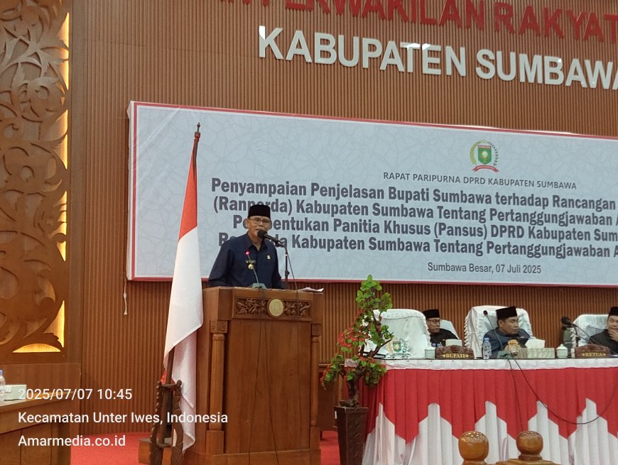 Bupati  Sumbawa  Paparkan Pertanggungjawaban APBD 2024 pada Paripurna DPRD, Raih Opini WTP dari BPK