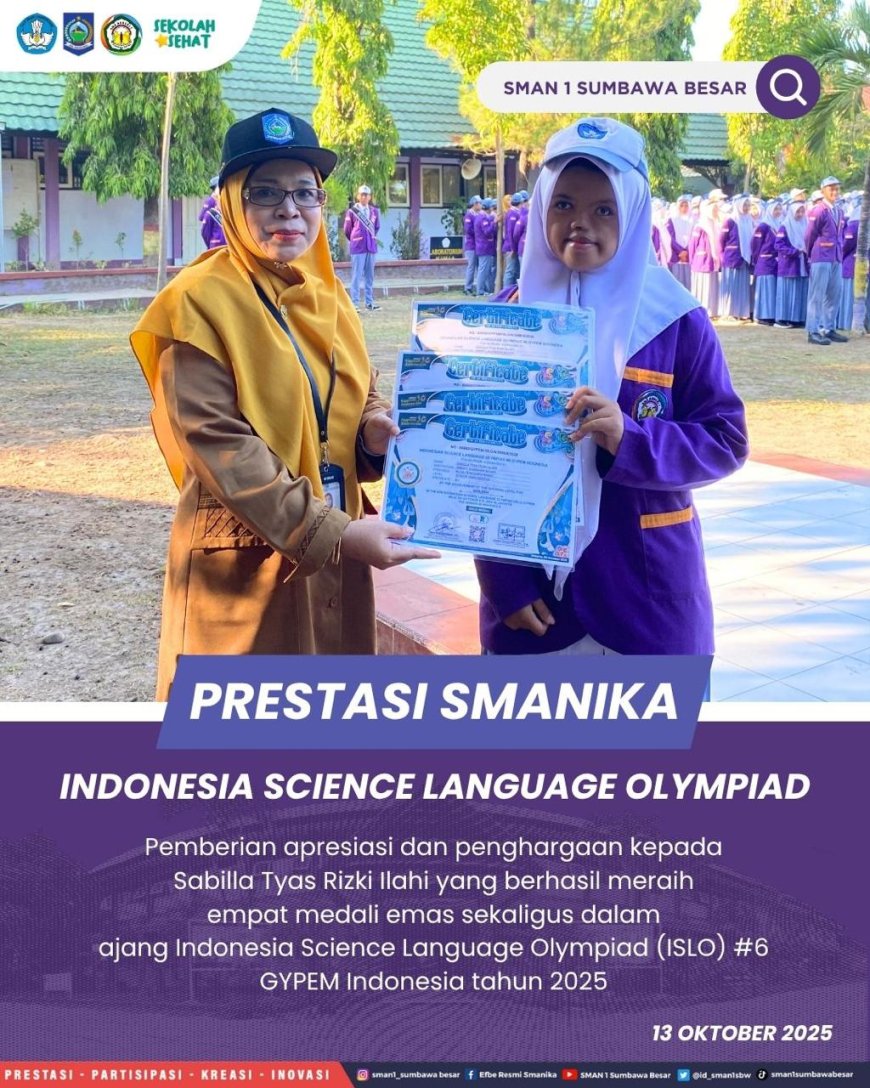Kepala SMAN 1 Sumbawa Besar Apresiasi Siswa Berprestasi di Kancah Olimpiade Internasional dan Nasional 2025