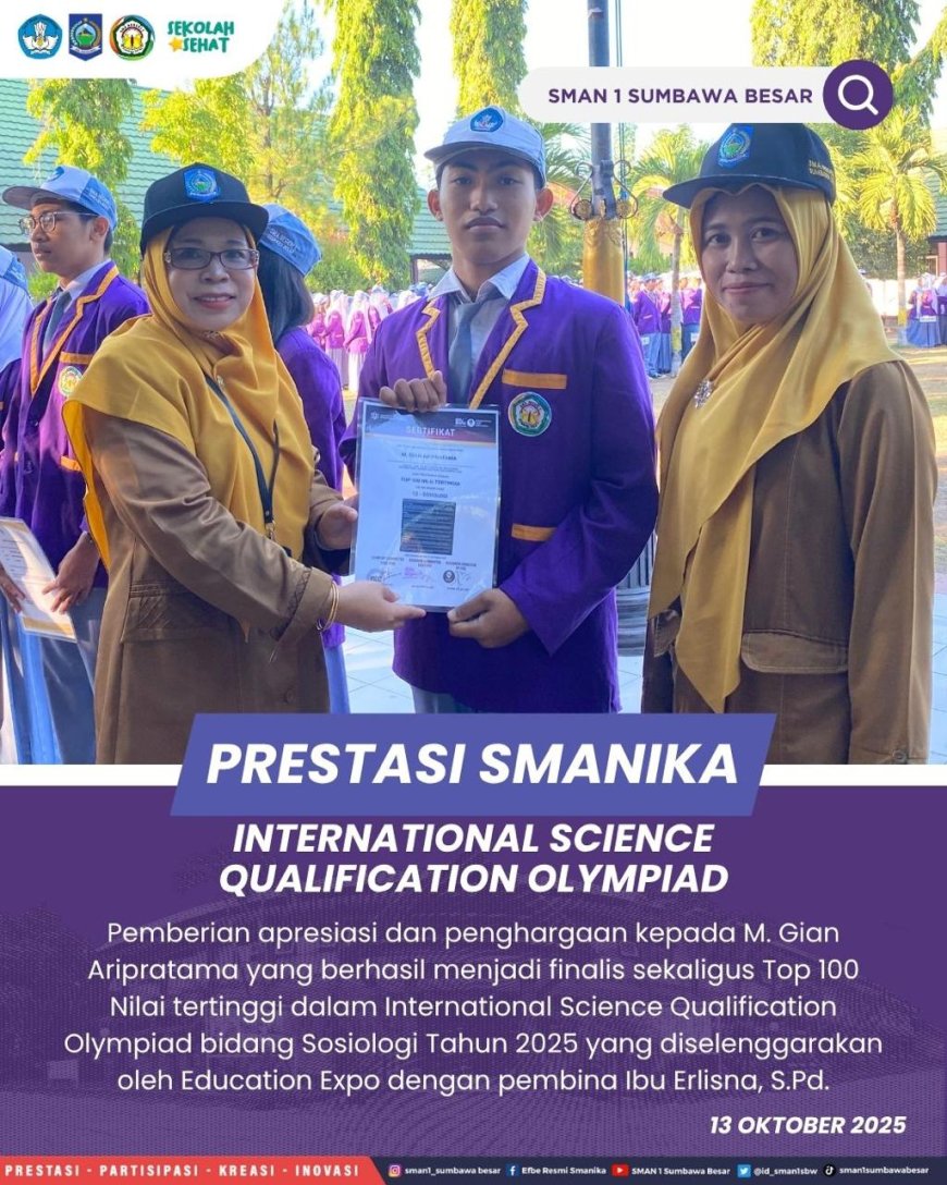 Kepala SMAN 1 Sumbawa Besar Apresiasi Siswa Berprestasi di Kancah Olimpiade Internasional dan Nasional 2025