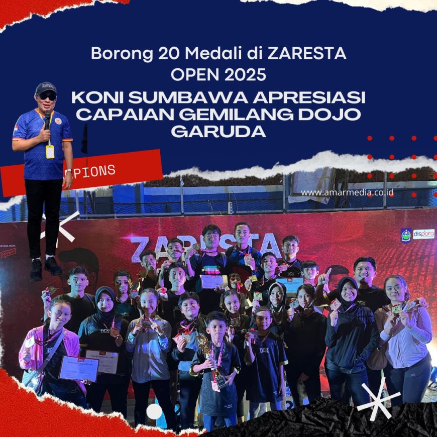 Borong 20 Medali di ZARESTA OPEN 2025, KONI Sumbawa Apresiasi Capaian Gemilang Dojo Garuda