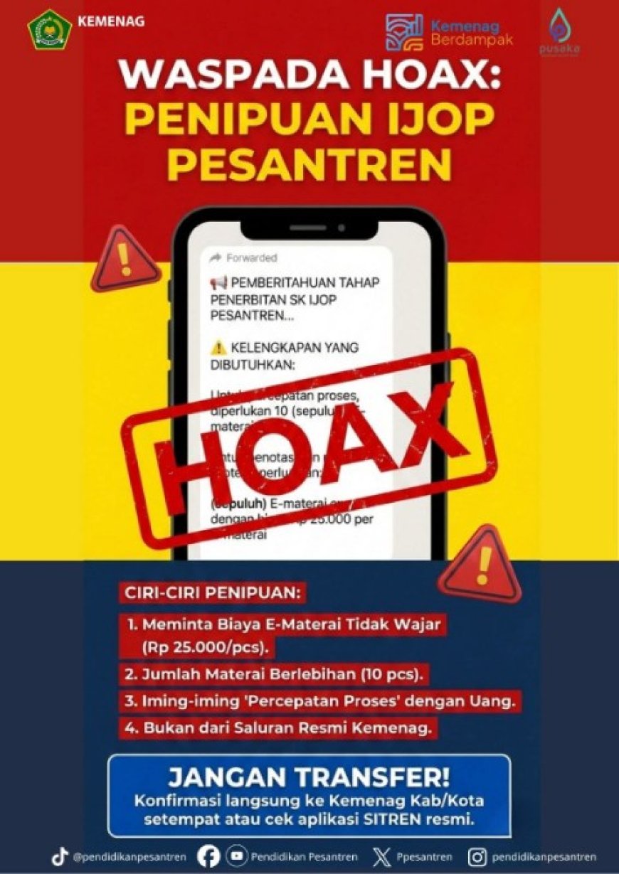 Waspada Penipuan SK IJOP Pesantren, Kemenag Sumbawa: Proses Gratis dan Tanpa Calo!