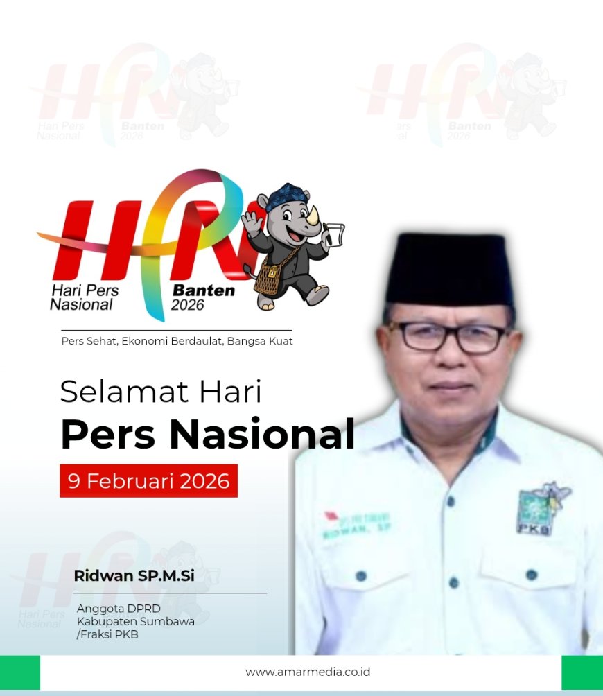 Anggota DPRD Kabupaten Sumbawa Ridwan SP.M.Si mengucapkan Selamat HPN 2026