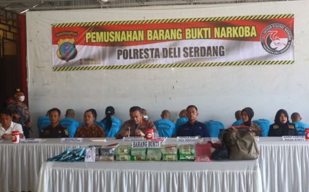 Polresta Deli Serdang Musnahkan Barang Bukti Narkoba Senilai Tujuh Miliar Lima Puluh Tujuh Juta Rupiah