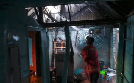Diduga Korsleting Rice Cooker, Satu Rumah Panggung di Desa Songkar Ludes Terbakar