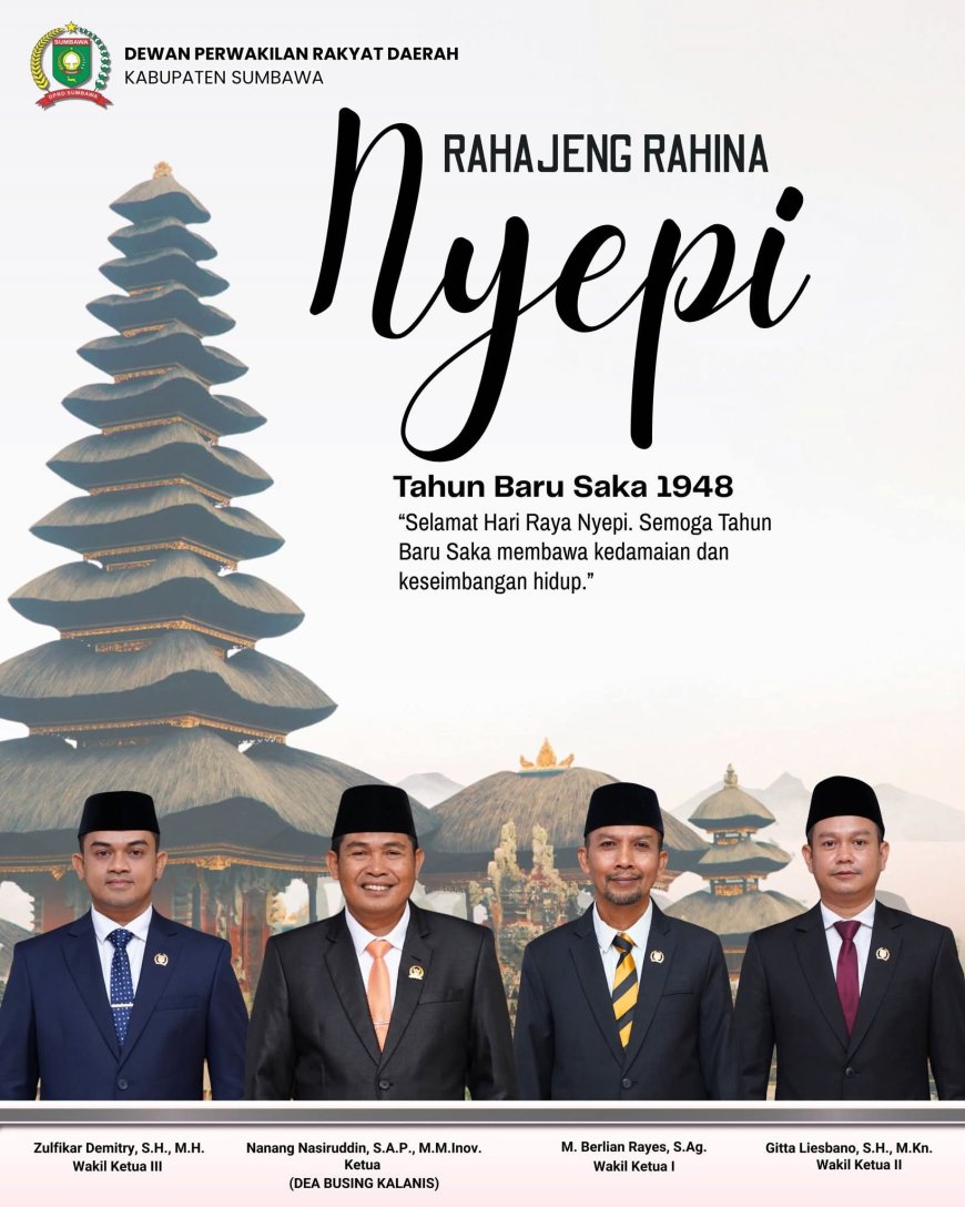 DPRD Kabupaten Sumbawa mengucapkan Selamat Hari Raya Nyepi 1948 Saka