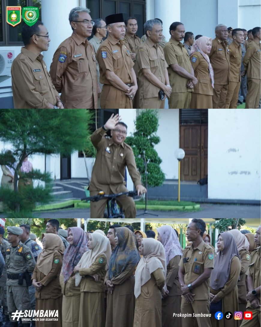 Bupati Sumbawa Bersepeda ke Kantor, Ajak Masyarakat Hemat BBM dan Jaga Pola Hidup Sehat