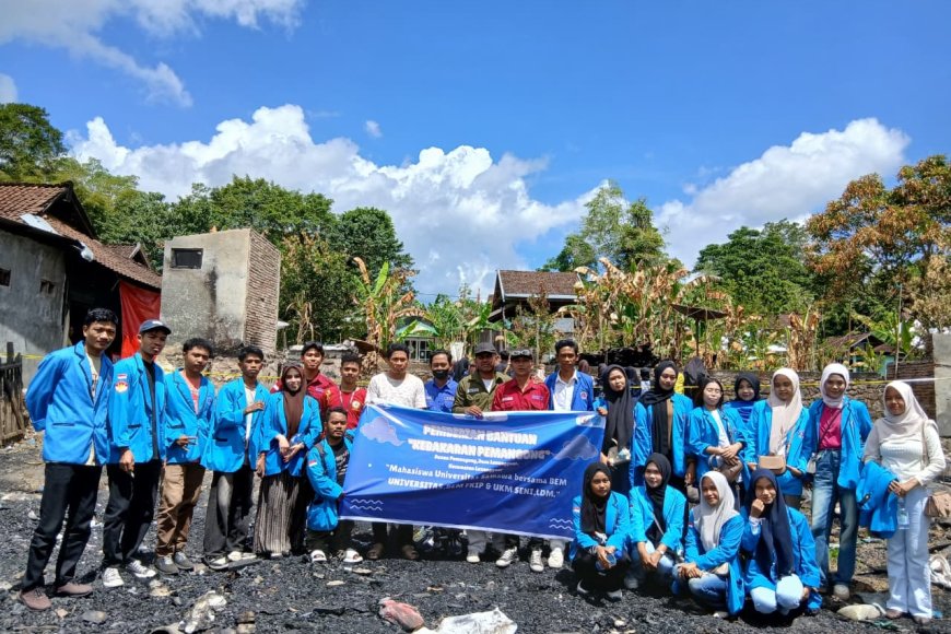 Aksi Nyata Mahasiswa UNSA,  Salurkan Bantuan untuk Korban Kebakaran di Dusun Pemangong