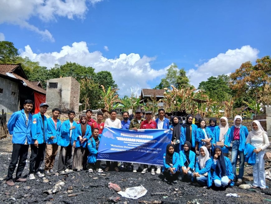 Aksi Nyata Mahasiswa UNSA,  Salurkan Bantuan untuk Korban Kebakaran di Dusun Pemangong