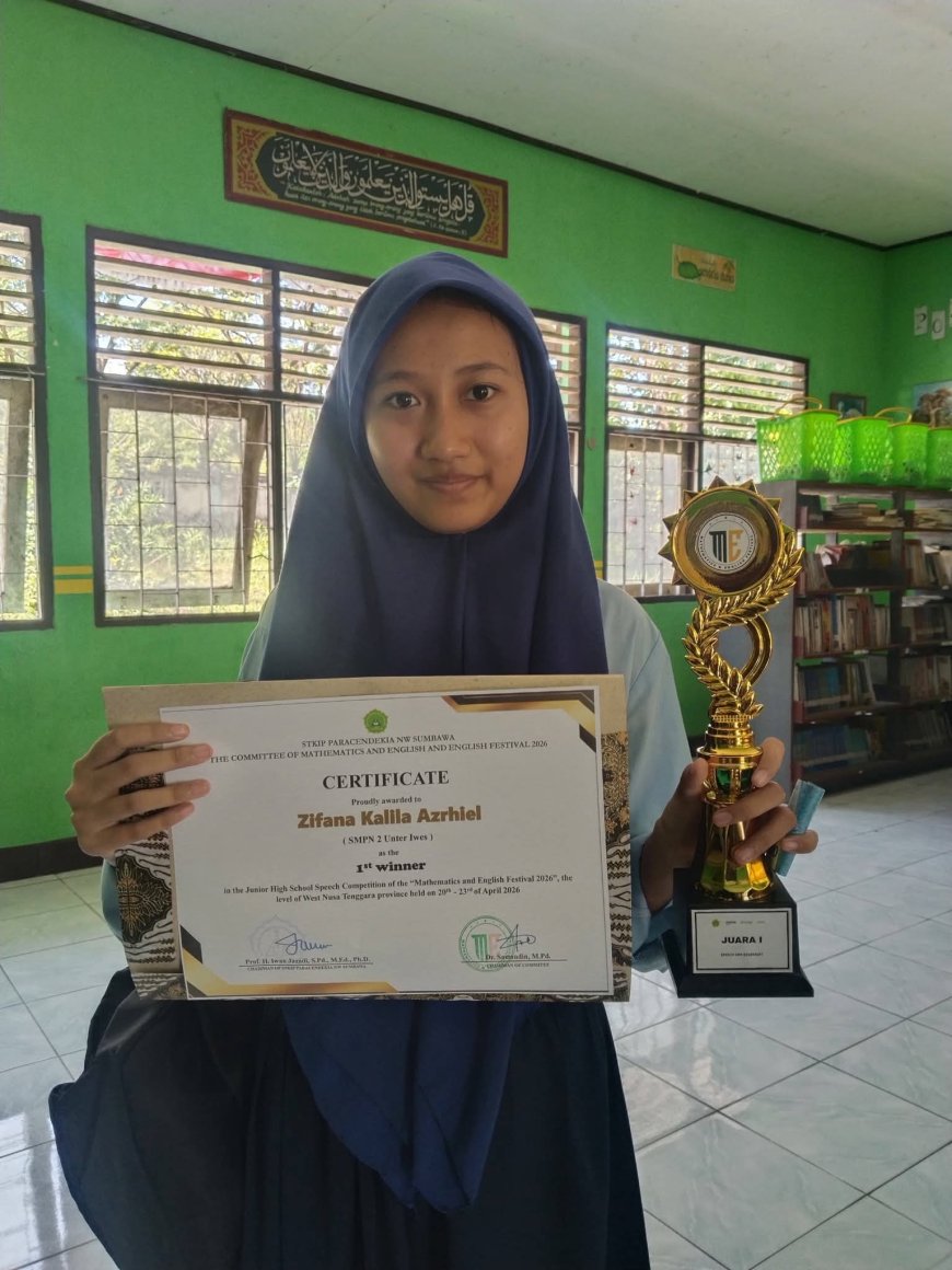 Zifana Kalila Azrhiel, Siswa SMPN 2 Unter Iwes Raih Juara 1 Speech Competition Tingkat Provinsi NTB