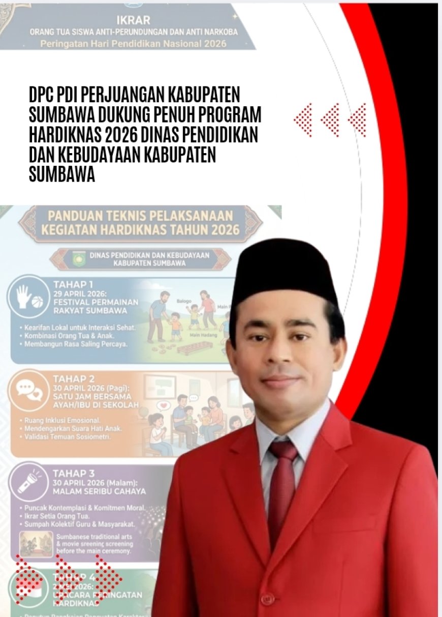 DPC Pdi Perjuangan Kabupaten Sumbawa Dukung Penuh Program HARDIKNAS 2026 Dinas Pendidikan dan Kebudayaan Kabupaten Sumbawa