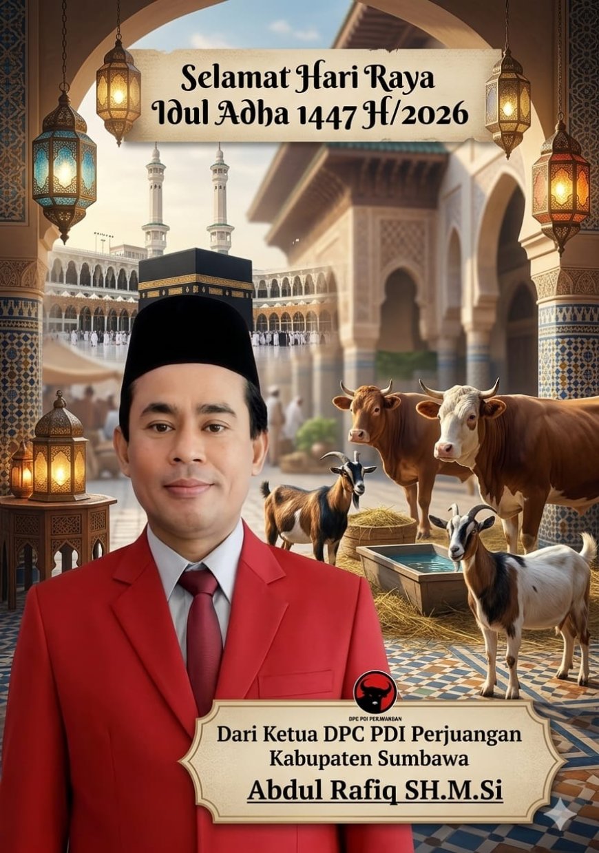 Ketua DPC PDI Perjuangan Kabupaten Sumbawa Abdul Rafiq SH MSi mengucapkan Selamat Hari Raya Idul Adha 1447 H