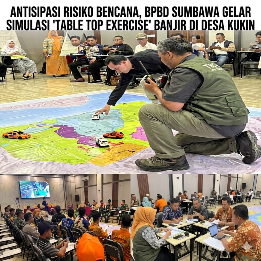 Antisipasi Risiko Bencana, BPBD Sumbawa Gelar Simulasi 'Table Top Exercise' Banjir di Desa Kukin