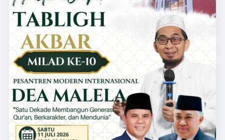 Digelar di Masjid Agung Nurul Huda, Tabligh Akbar Milad ke-10 PMI Dea Malela Hadirkan Ustadz Adi Hidayat