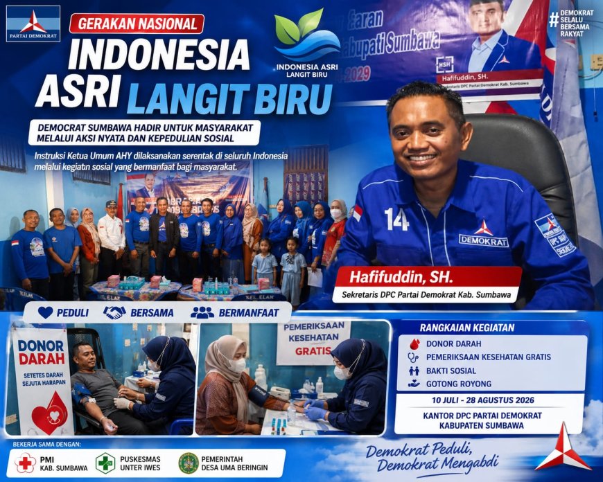 Wujud Nyata Kebersamaan, DPC Partai Demokrat Sumbawa Gelar Aksi Kemanusiaan dan Lingkungan Serentak Nasional