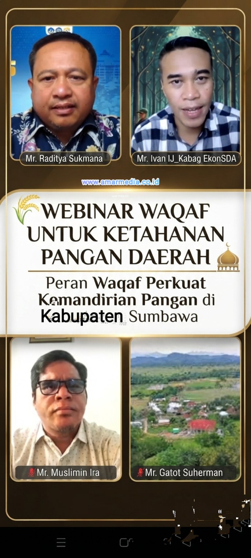Webminar Waqaf untuk Ketahanan Pangan Daerah; Peran Waqaf Perkuat Kemandirian Pangan di Sumbawa
