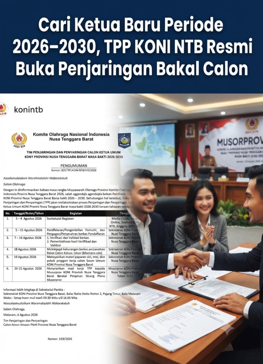 Cari Ketua Baru Periode 2026–2030, TPP KONI NTB Resmi Buka Penjaringan Bakal Calon