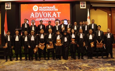 Pelantikan 25 Advokat Baru IKADIN NTB Dihadiri Sekjen, Integritas dan Independensi Jadi Pesan Utama