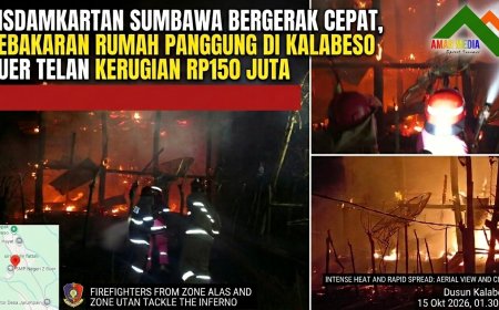 Disdamkartan Sumbawa Bergerak Cepat, Kebakaran Rumah Panggung di Kalabeso Buer Telan Kerugian Rp150 Juta
