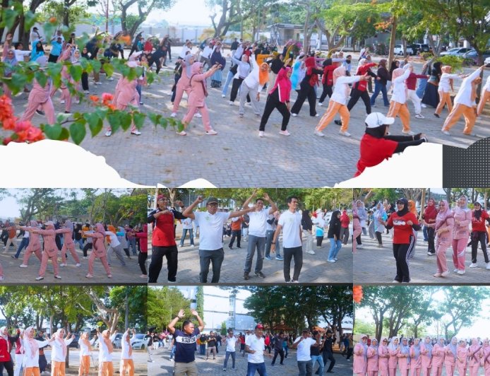Jaga Kebugaran dan Pererat Silaturahmi, IISWARA, DWP, serta Sekretariat DPRD Sumbawa Gelar Senam Bersama