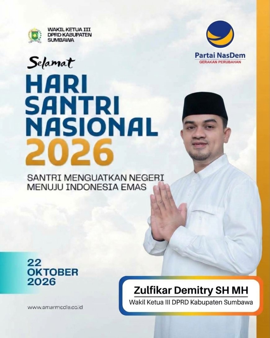 Hari Santri Nasional 2026: Zulfikar Demitry Ajak Santri Sumbawa Jadi Motor Penggerak Pembangunan Menuju Indonesia Emas