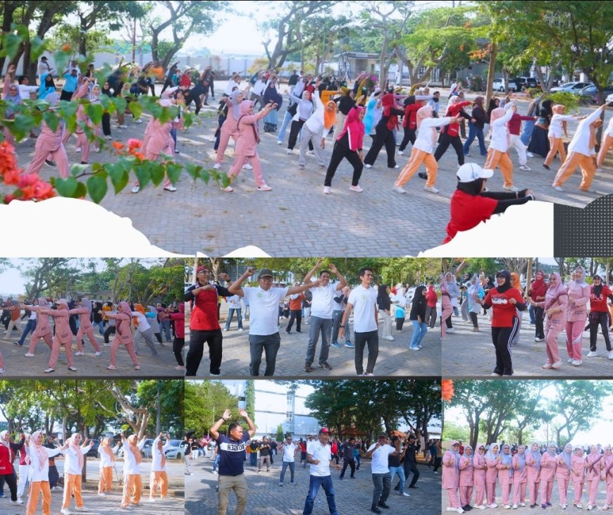 Jaga Kebugaran dan Pererat Silaturahmi, IISWARA, DWP, serta Sekretariat DPRD Sumbawa Gelar Senam Bersama